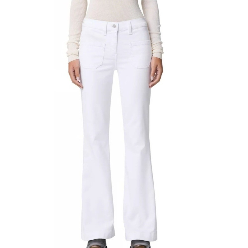 7 For All Mankind Dojo Jeans 33 New Tailorless‎ White Flare Slim Evolution White